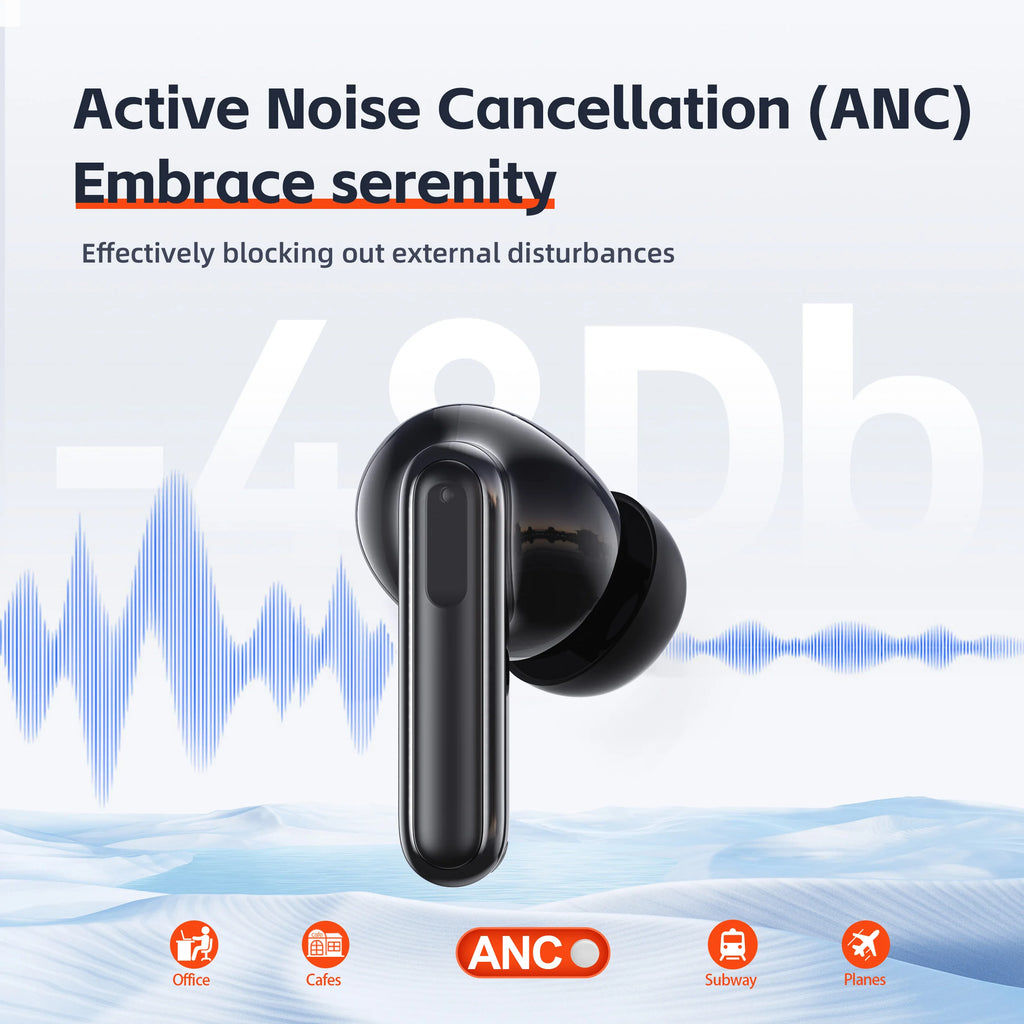 QERE E60 ANC TWS Earbuds Wireless  BlueTooth 5 3 More Playtime IPX5 Waterproof EarPhones  Earbuds