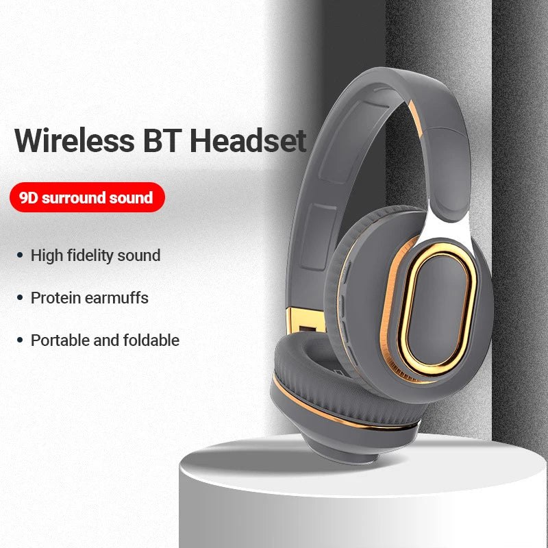 Audifonos Bloutooth Brown Office Deep Heavy Extra Bass Foldable Headset BT 5.0 Wireless Blue Tooh Headphones With Tf Card