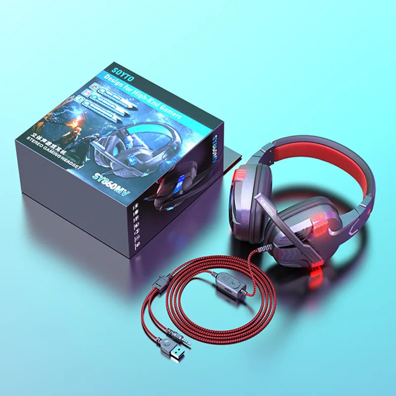 Gaming Headset With Microphone LED Light Game Headphones for Xbox PS4 PS5 Noise Cancelling 7.1 Stereo HiFi Game Computer Headset