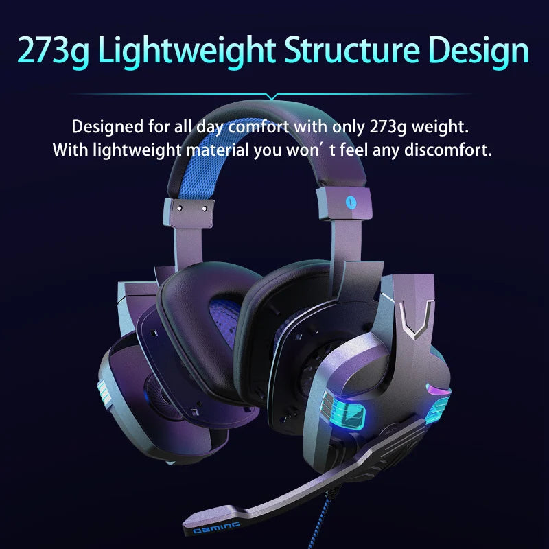 Gaming Headset With Microphone LED Light Game Headphones for Xbox PS4 PS5 Noise Cancelling 7.1 Stereo HiFi Game Computer Headset