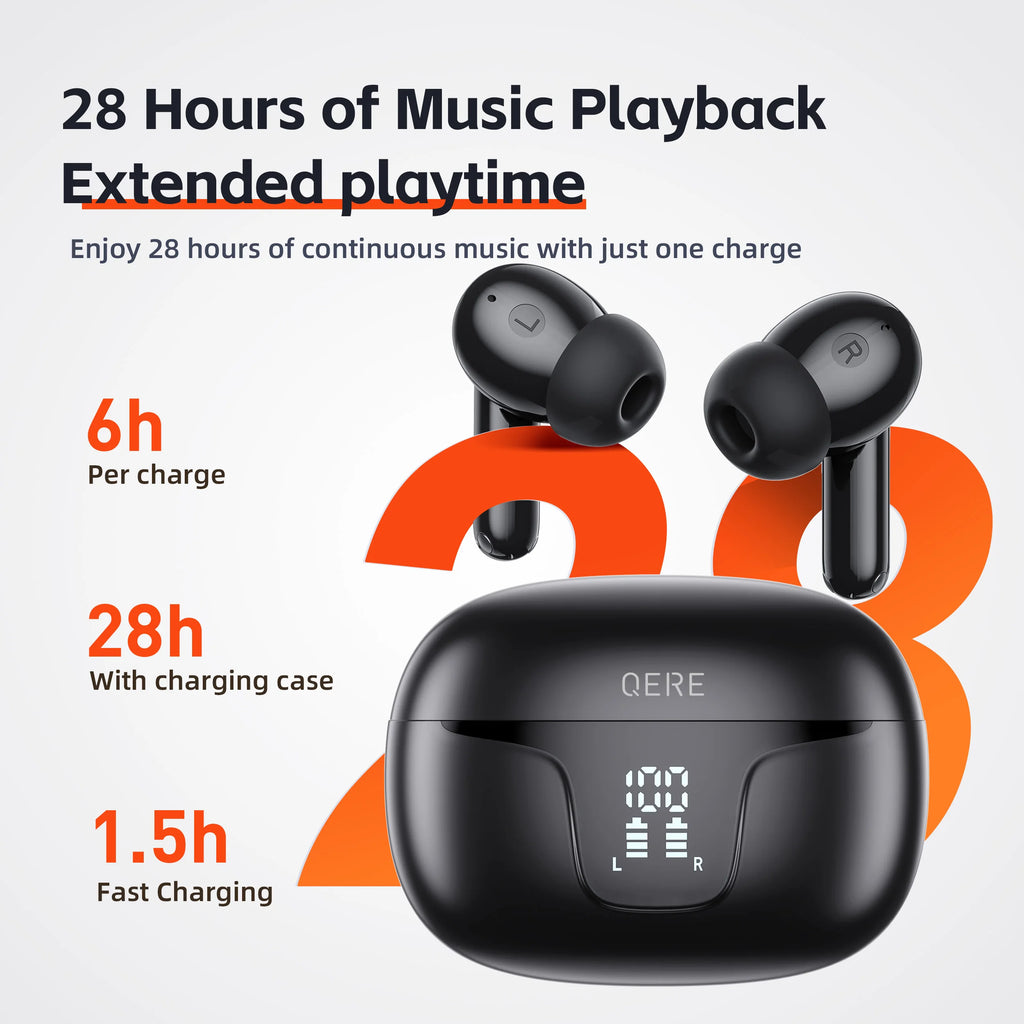QERE E60 ANC TWS Earbuds Wireless  BlueTooth 5 3 More Playtime IPX5 Waterproof EarPhones  Earbuds