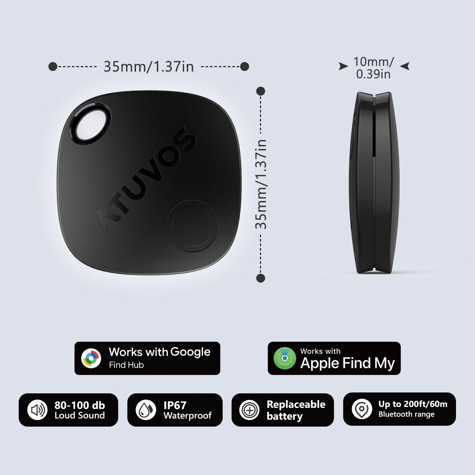 ATUVOS IOS Android GPS Tracker IP67 Waterproof FCC CE Plastic OLED Display Remote Control Anti-Lost for Vehicles & Children