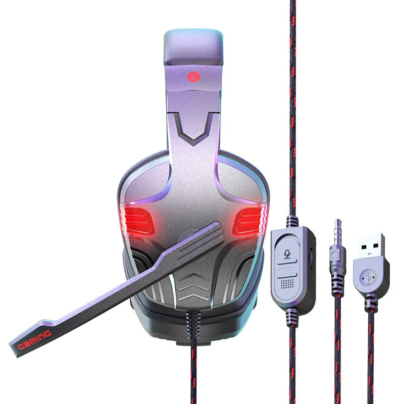 Gaming Headset With Microphone LED Light Game Headphones for Xbox PS4 PS5 Noise Cancelling 7.1 Stereo HiFi Game Computer Headset