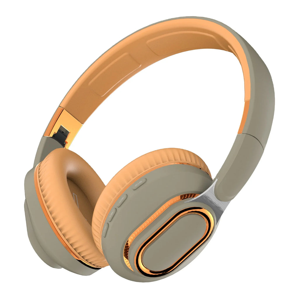 Audifonos Bloutooth Brown Office Deep Heavy Extra Bass Foldable Headset BT 5.0 Wireless Blue Tooh Headphones With Tf Card