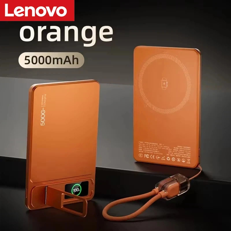 Lenovo 5000mAh Magnetic Power Bank for Magsafe Wireless Super Fast Charging External Battery Powerbank for iPhone 17/16/15/14